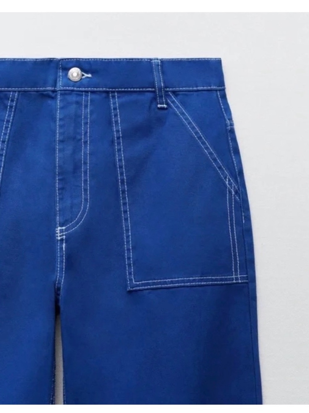 Bright Cobalt Blue Contrast-Stitch Jeans - Picture 3 of 4